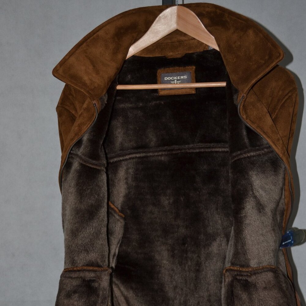 ( Men ) Docker Brown Suede Zip Front Jacket Size … - image 3